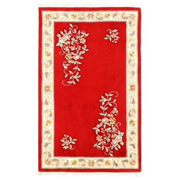 Red Color Vintage Chinese Peking Rug 4'11'' X 8'1''
