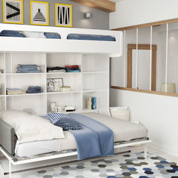 Castello - Twin Over Full Wall Bunk Bed with Table - Bunk Beds