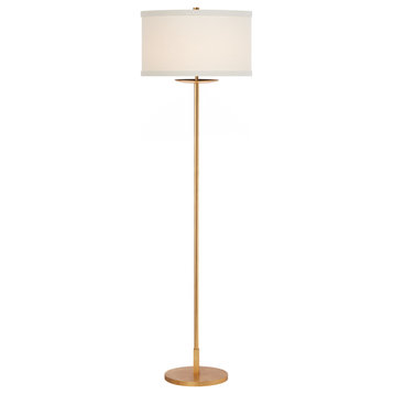 Walker Medium Floor Lamp, 1-Light, Gild, Cream Linen Shade, 58"H