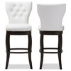 Leonice Faux Leather Button-Tufted Swivel Bar Stools, Set of 2, White