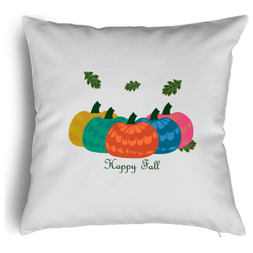 Happy Fall Pumpkins Accent Pillow With Removable Insert, Harvest Orange, 24"x24"
