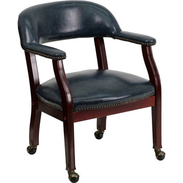 Flash Furniture Navy Vinyl Luxurious Conference Chair With Casters