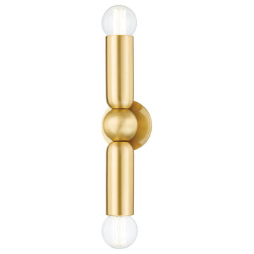 Lolly 2 Light Wall Sconce, Aged Brass