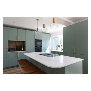 Contemporary Sage Green Kitchen in St Albans - Contemporary - Kitchen ...