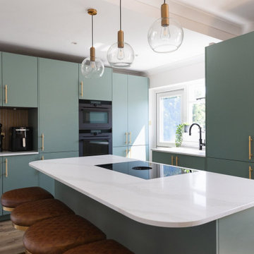 Contemporary Sage Green Kitchen in St Albans