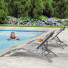 Adjustable Aluminum Outdoor Chaise Pool Lounge Chairs Set of 3 with Table
