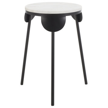 Safavieh Everbrooke Round Accent Table, White Marble/Black