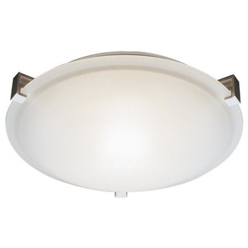 Three Light Brushed Nickel White Frosted Glass Bowl Flush Mount