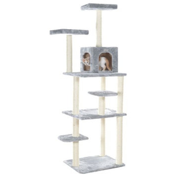 GleePet GP78740822 74-Inch Real Wood Cat Tree  With Seven Levels, Silver Gray