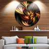 Glossy Yellow And Red Fractal Flower, Floral Disc Metal Wall Art, 36"