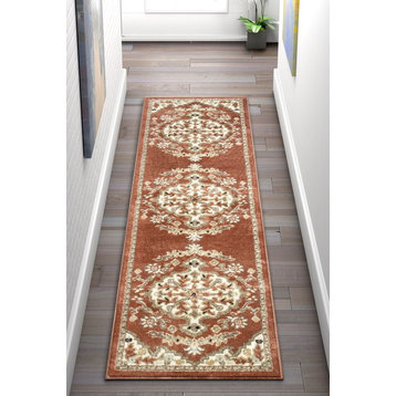 Well Woven Orchid Brick Iris Traditional Orietnal Floral Area Rug, 2'x7'3" Run