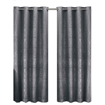 Prairie Blackout Weave Embossed Grommet Curtain, Gray, 52"x108" Single