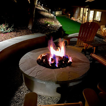 Challenging Hillside Putting green and Fire pit area