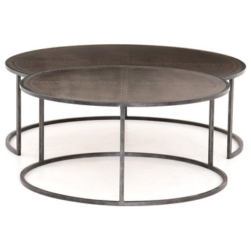 Catalina Nesting Coffee Tables in Antique Brass Clad