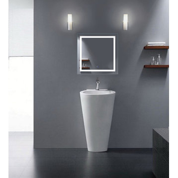 LED Lighted Bathroom Mirror Wall Mount With Defogger and Dimmer, 24"x24"