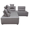 Slate 2 Piece Lounge With Moveable Backrest Supports, Gray Fabric