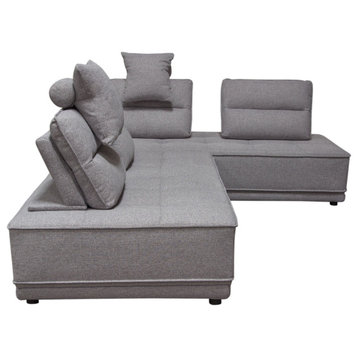 Slate 2 Piece Lounge With Moveable Backrest Supports, Gray Fabric