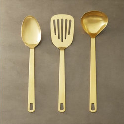 set of 3 brushed gold kitchen utensils | CB2 - Products