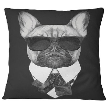 French Bulldog Fashion Portrait Animal Throw Pillow, 16"x16"