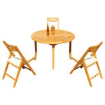 Teak Deals - 4-Piece Outdoor Teak Dining Set: 52" Round Table, 3 Surf Folding Arm Chairs - Set includes: 52" Round Dining Table and 3 Folding Arm Chairs.