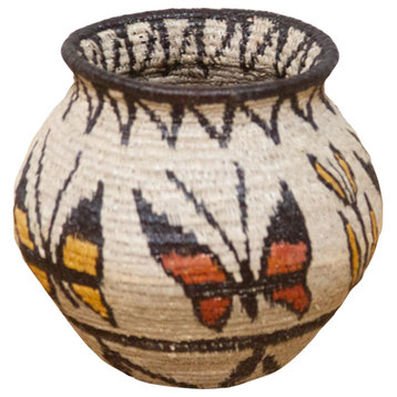 Splendid Butterfly Motif Woven Embera Basket