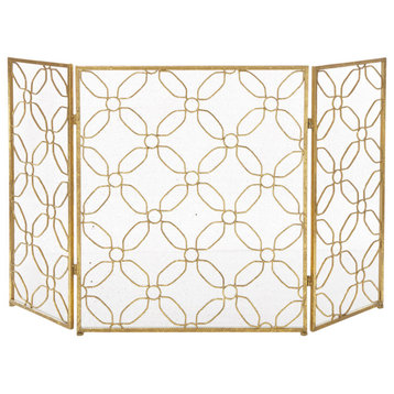 Contemporary Gold Metal Fireplace Screen 50383