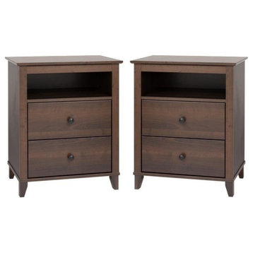 Home Square 2 Piece Composite Wood Nightstand Set with 2 Drawer in Espresso