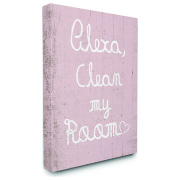 The Kids Room by Stupell Alexa Clean My Room Pink Kids Funny Word, 16 x 20
