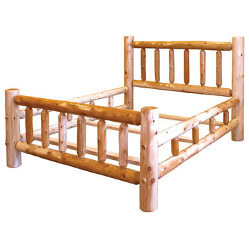 White Cedar Log Mission Bed with Double Side Rail, Twin