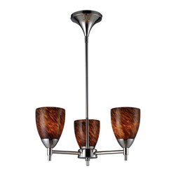 Celina-3-Light-Chandelier-In-Polished-Chrome-And-Espresso-Glass - Chandeliers