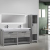 Levi 63" High Gloss Ash Grey Modern Bathroom Vanity With Cubby Hole