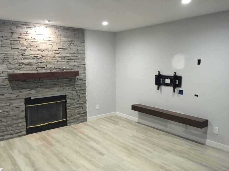 Walnut modern mantel