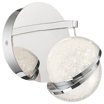 Silver Slice 1 Light Bathroom Vanity Light, Chrome