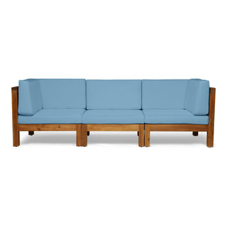 GDF Studio Dawson Outdoor 3-Seater Acacia Wood Sectional Sofa Set -  Contemporary - Outdoor Sofas - by GDFStudio | Houzz