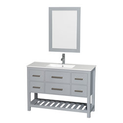48 inch Single Sink Bathroom Vanity Set in Grey Finish - Bathroom Vanities And Sink Consoles