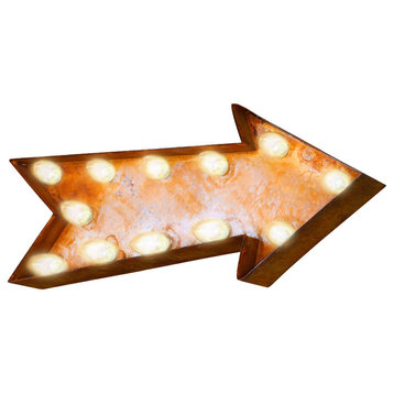 Small Rusted Arrow Steel Marquee Light By Iconics
