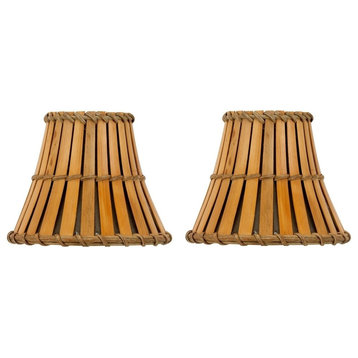Upgrade Lights Bamboo Style 5" Chandelier Lamp Shade, Set of 2