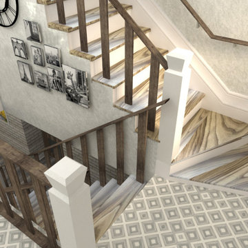 Дизайн интерьера лестницы, 3д-визуализация