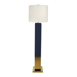 Worlds Away Charlotte Navy Lacquer and Brass - Floor Lamps