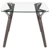 Folia Mid, Century Modern Dining Table, Dark Gray Wood/Clear Glass