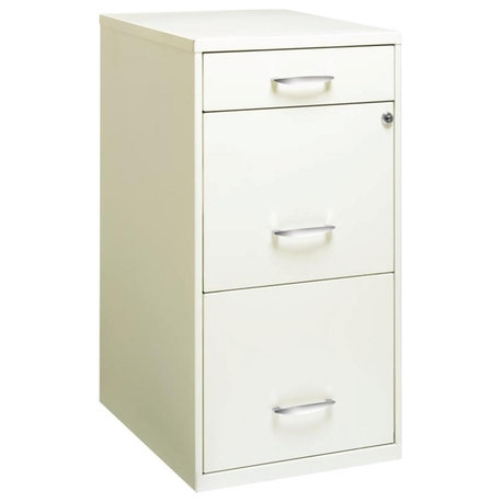 Trent Home 3-Drawer Contemporary Metal File Cabinet with Pencil-Drawer in White