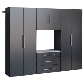 Pemberly Row 4 Piece 90" Wooden Garage Storage Cabinet Set G in Black