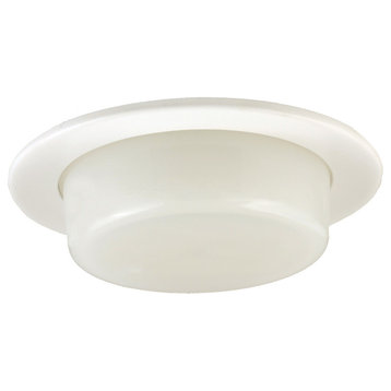 4" Low Voltage Dropped Dish Shower Trim With Frosted Opal White Glass, White