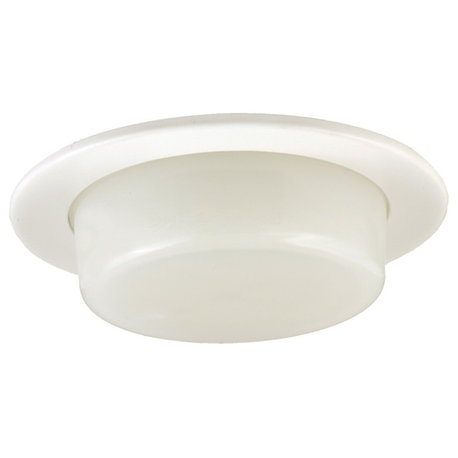 4" Low Voltage Dropped Dish Shower Trim With Frosted Opal White Glass, White