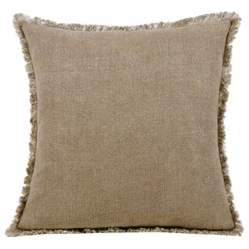 Estate Hand-Woven Ivory Farmhouse Linen Throw Pillow