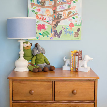 Traditional blue & brown boy's bedroom