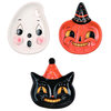 Johanna Parker Design Dolomite Set of 3 Halloween Snack Plates Cat Ghost Pumpki