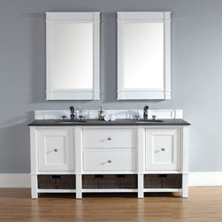 72 inch Cottage White Double Bathroom Vanity Optional Countertops - Bathroom Vanities And Sink Consoles