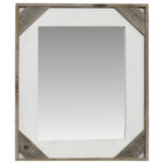 My Barnwood Frames - Skyline Mirror, Barnwood & Alder, 20"x24" - The Skyline Mirror has the rustic natural barn wood edge and inside Barnwood corner blocks. The inside of the mirror's frame is an knotty-alder wood painted white.  This mirror could be used in a lot of places; however, customers have loved this mirror as a bathroom mirror. The mirror comes with all the hanging hardware, and our hassle-free return policy if you do not absolutely fall in love it like others have. Made in Utah. Frame width is 4 and 3/4 inches wide (including the outside edge). Hanging hardware included. Barnwood edge and corner blocks are 100% authentic reclaimed barnwood.Our mirrors are sold by their exterior dimensions.