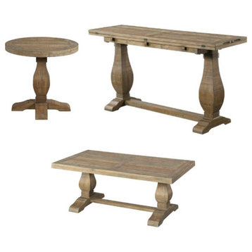Home Square 3-Piece Set with Sofa Table & Round End Table & Coffee Table